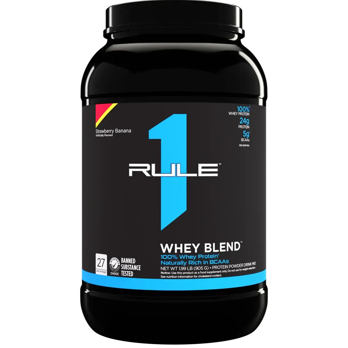 R1 WHEY BLEND // 100% Whey Protein (2 LB) Rule 1 Strawberry Banana / 1LB NTS Newtown Supplement Store Sydney