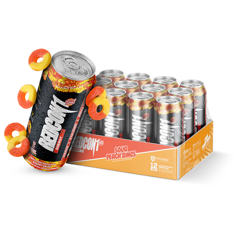 REDCON1 Energy // High Performance Energy Drink REDCON1 Sour Peach Rings NTS Newtown Supplement Store Sydney