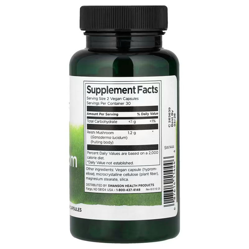 Reishi Mushroom 600mg // 60 Vegan Capsules Swanson NTS Newtown Supplement Store Sydney