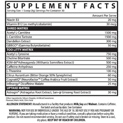 SHRED // Heat Formula 30 Servings Inspired Nutraceuticals NTS Newtown Supplement Store Sydney