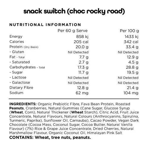 Snack Switch Bars// Natural Plant Based Bar SWITCH NTS Newtown Supplement Store Sydney