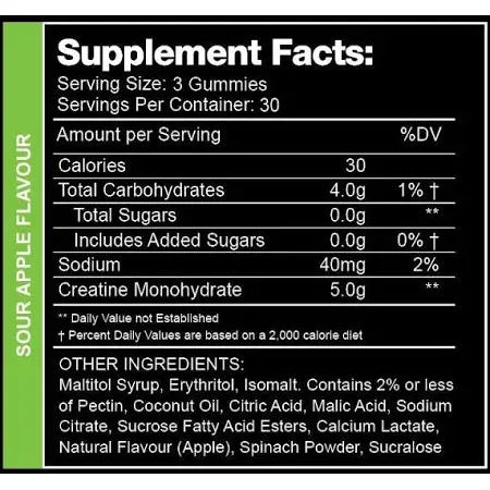 Sour Creatine Monohydrate Gummy Bears // 30 Servings Swoleys NTS Newtown Supplement Store Sydney