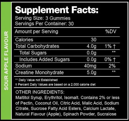 Sour Creatine Monohydrate Gummy Bears // 30 Servings Swoleys NTS Newtown Supplement Store Sydney