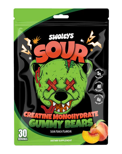 Sour Creatine Monohydrate Gummy Bears // 30 Servings Swoleys Sour Peach NTS Newtown Supplement Store Sydney