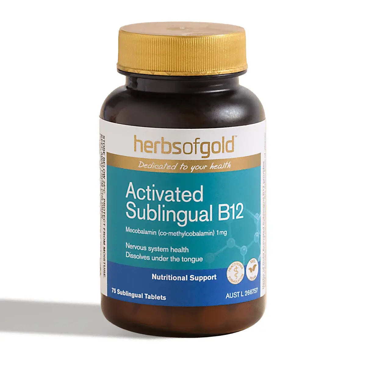 Sublingual B12 1000 // 75 Sublingual Tablets Herbs of Gold NTS Newtown Supplement Store Sydney