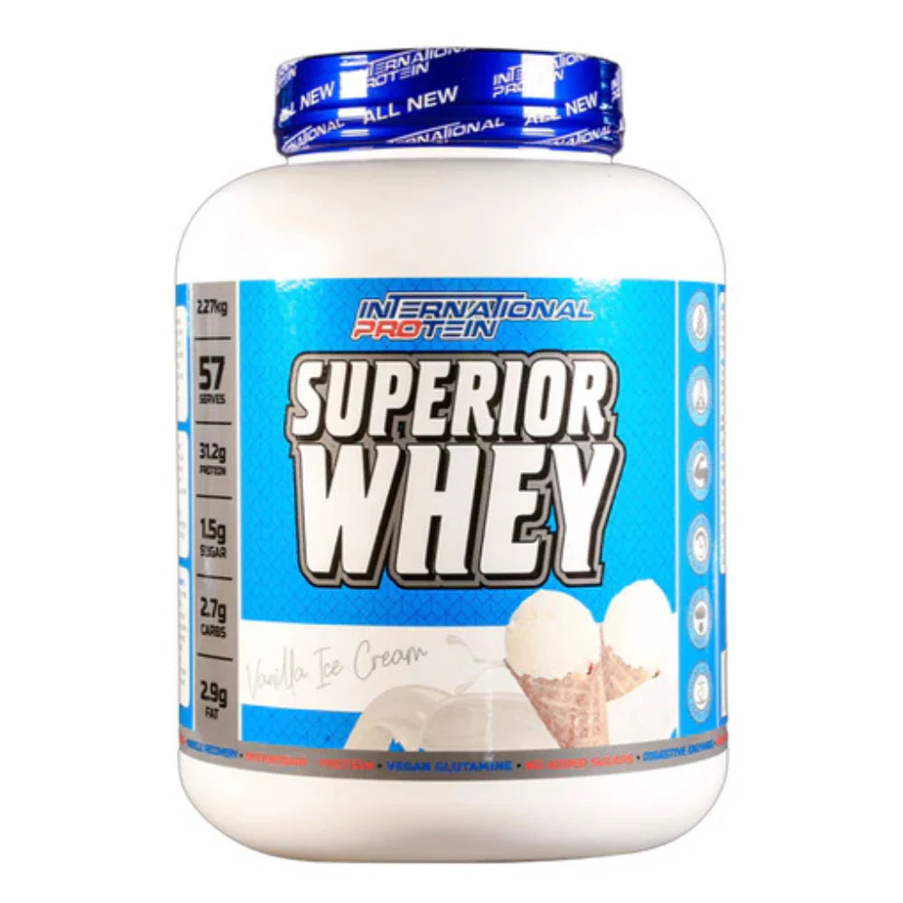 SUPERIOR WHEY // 31.2g Protein International Protein Vanilla Icecream / 2.27kg (57 serves) NTS Newtown Supplement Store Sydney