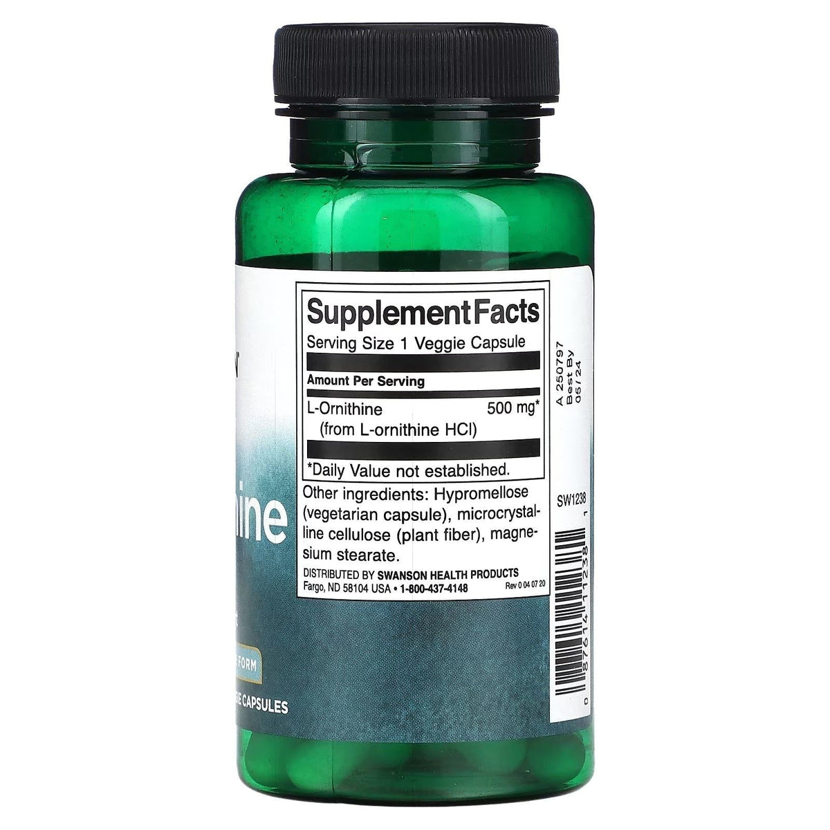 Swanson L-Ornithine // Free Form, 500 mg, 60 Veggie Caps Swanson NTS Newtown Supplement Store Sydney