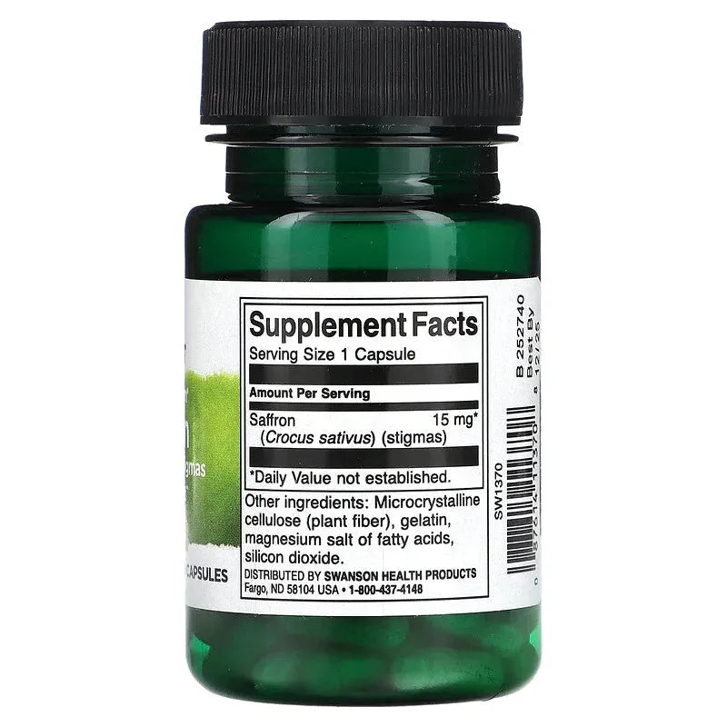 Swanson Saffron 15 mg // 60 Capsules Swanson NTS Newtown Supplement Store Sydney