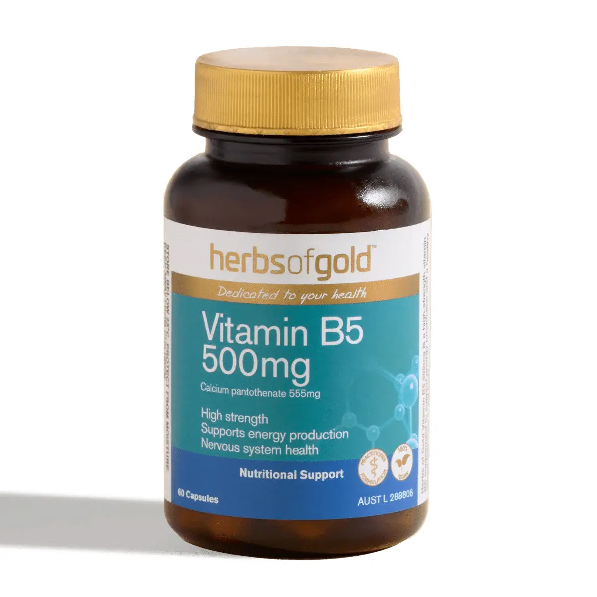 Vitamin B5 500mg // Energy Production 60 Capsules Herbs of Gold NTS Newtown Supplement Store Sydney