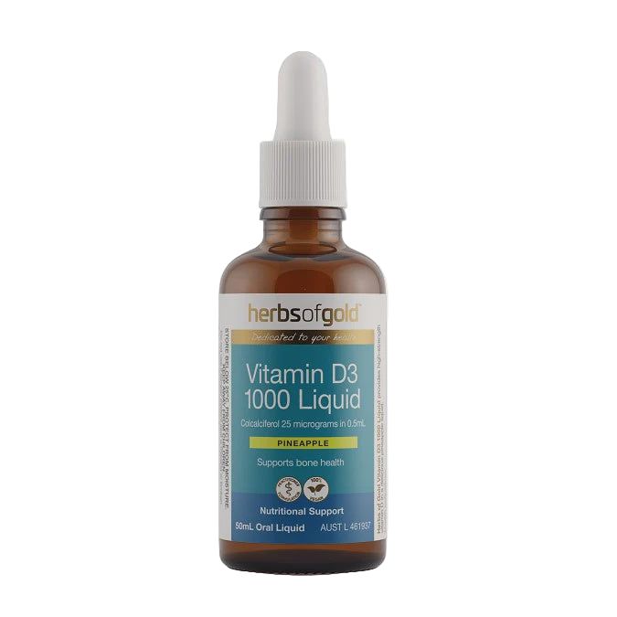 Vitamin D3 1000 Liquid // 50ml Herbs of Gold 50ml NTS Newtown Supplement Store Sydney