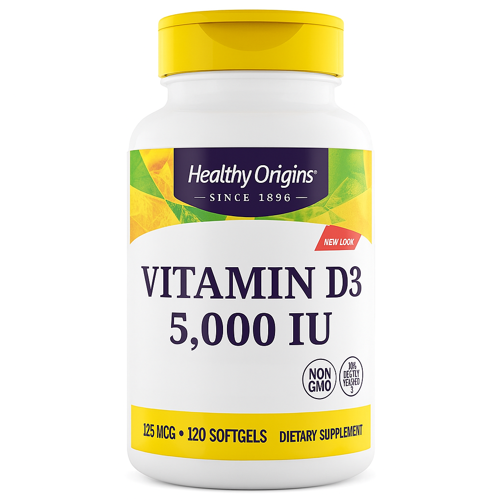 Vitamin D3 5,000 IU // 120 Softgels Healthy Origins NTS Newtown Supplement Store Sydney