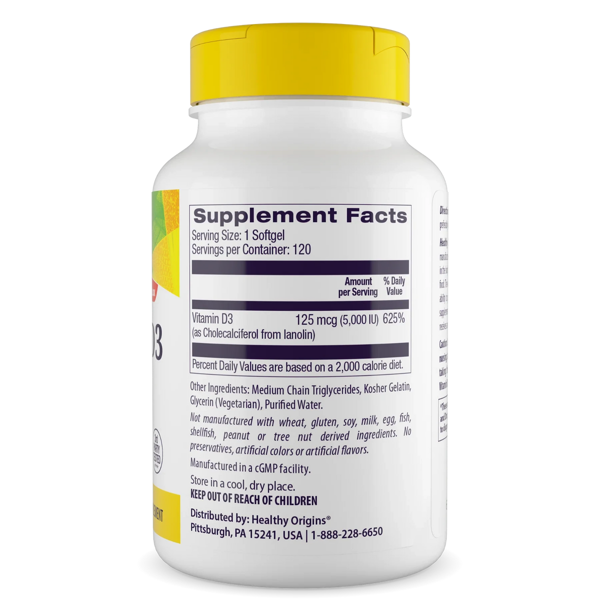 Vitamin D3 5,000 IU // Bone Health & Immune Function Healthy Origins NTS Newtown Supplement Store Sydney