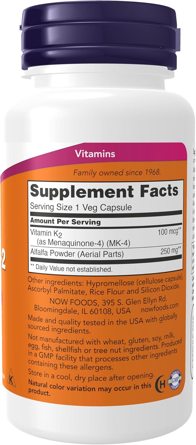 Vitamin K-2 100mcg // 100 Veg Capsules Now Foods NTS Newtown Supplement Store Sydney