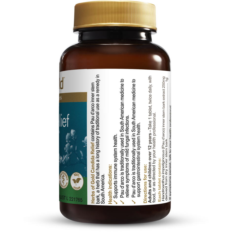 Candida-Relief 60 tablets Herbs of Gold NTS Newtown Supplement Store Sydney