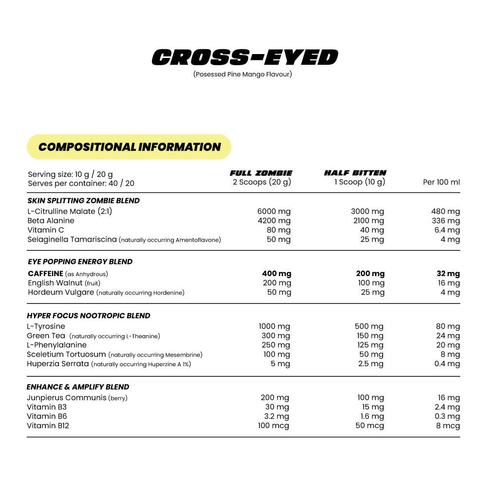 Cross-Eyed // Extreme Stimulant Pre-Workout Zombie Labs NTS Newtown Supplement Store Sydney