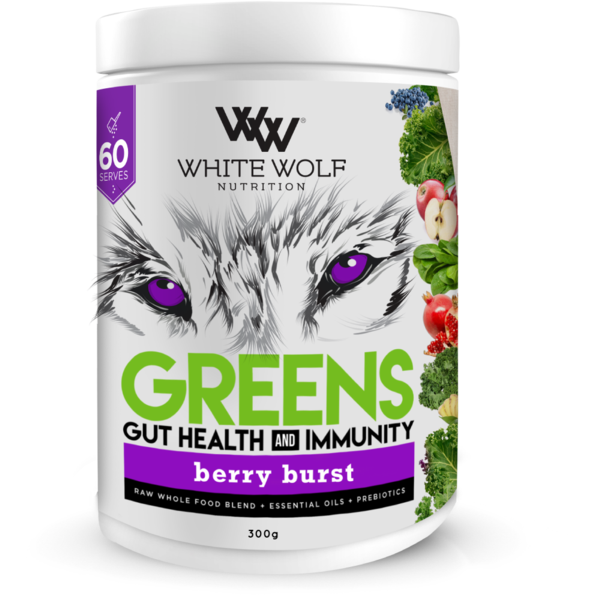 Greens // Gut Health + Immunity White Wolf Nutrition Berry Burst / 300g NTS Newtown Supplement Store Sydney