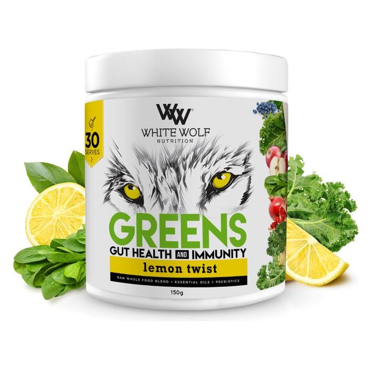 Greens // Gut Health + Immunity White Wolf Nutrition Lemon Twist / 150g NTS Newtown Supplement Store Sydney