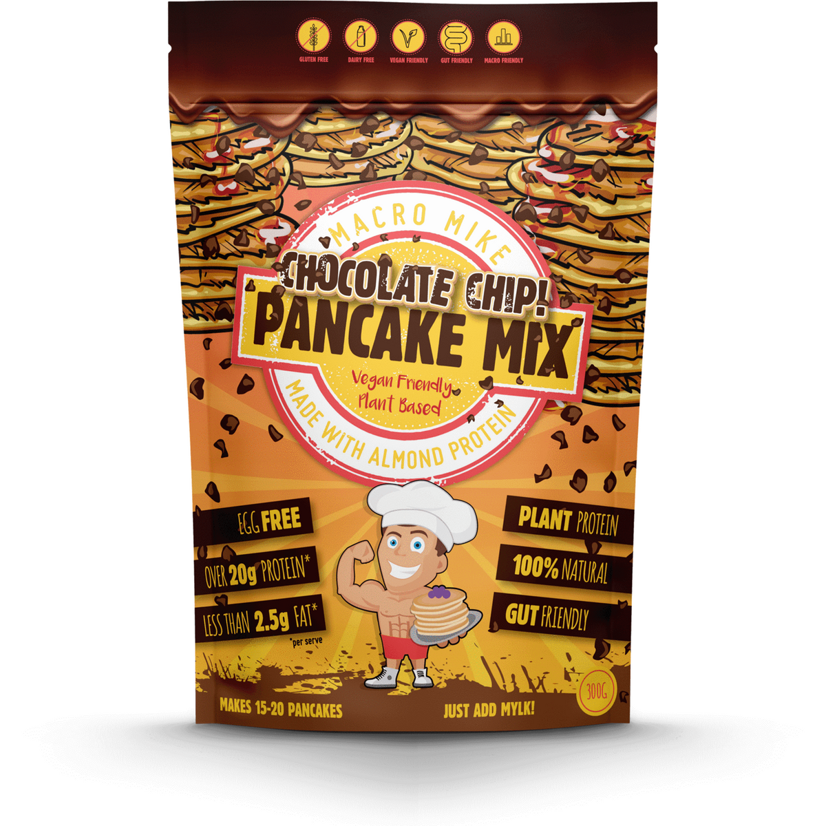 Macro Friendly Pancake Mix // Plant Based Macro Mike Choc chip Pancake Mix NTS Newtown Supplement Store Sydney