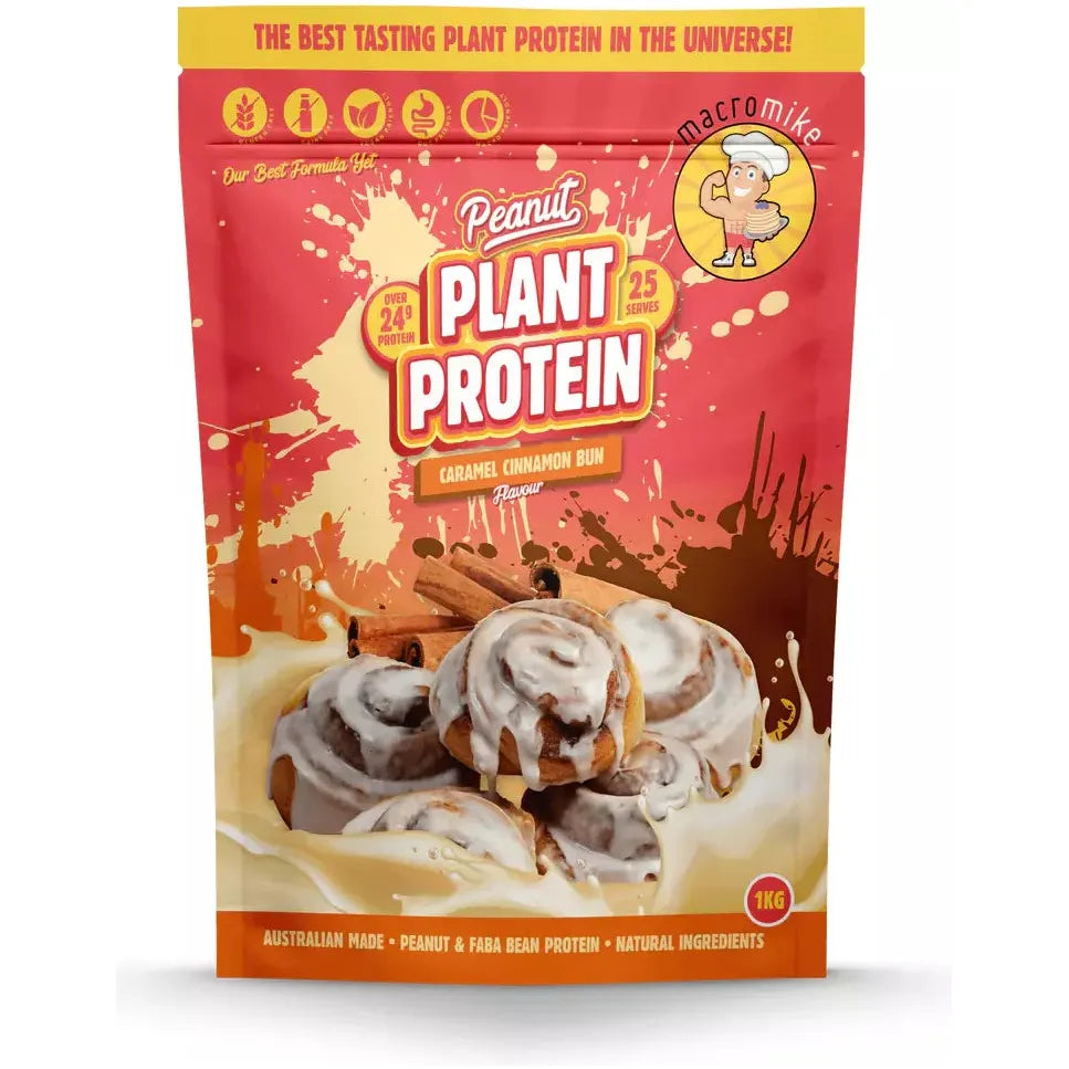 Plant Based Protein Powder // Peanut Protein Macro Mike Caramel Cinnamon Bun / 1kg NTS Newtown Supplement Store Sydney