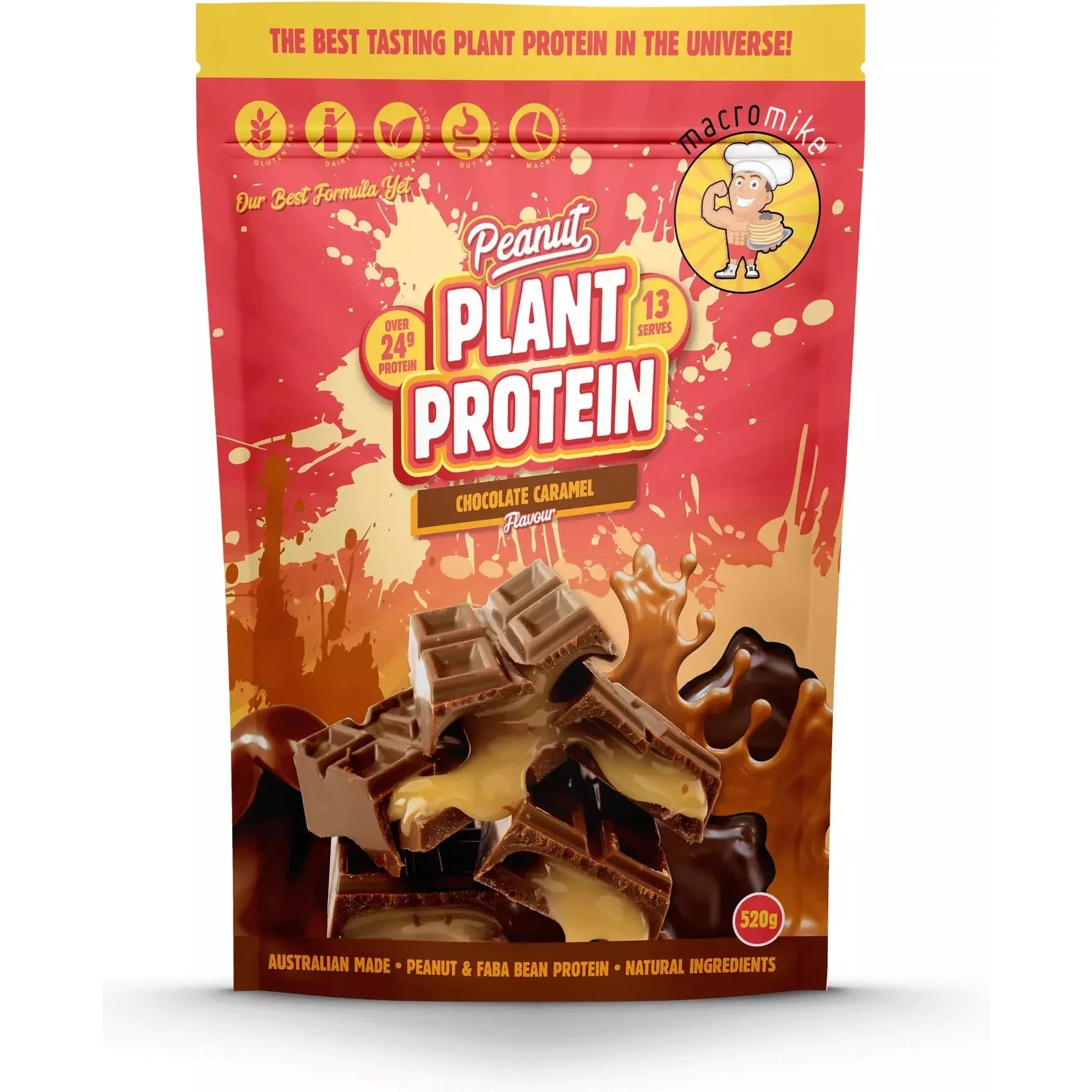 Plant Based Protein Powder // Peanut Protein Macro Mike Chocolate Caramel / 520g NTS Newtown Supplement Store Sydney