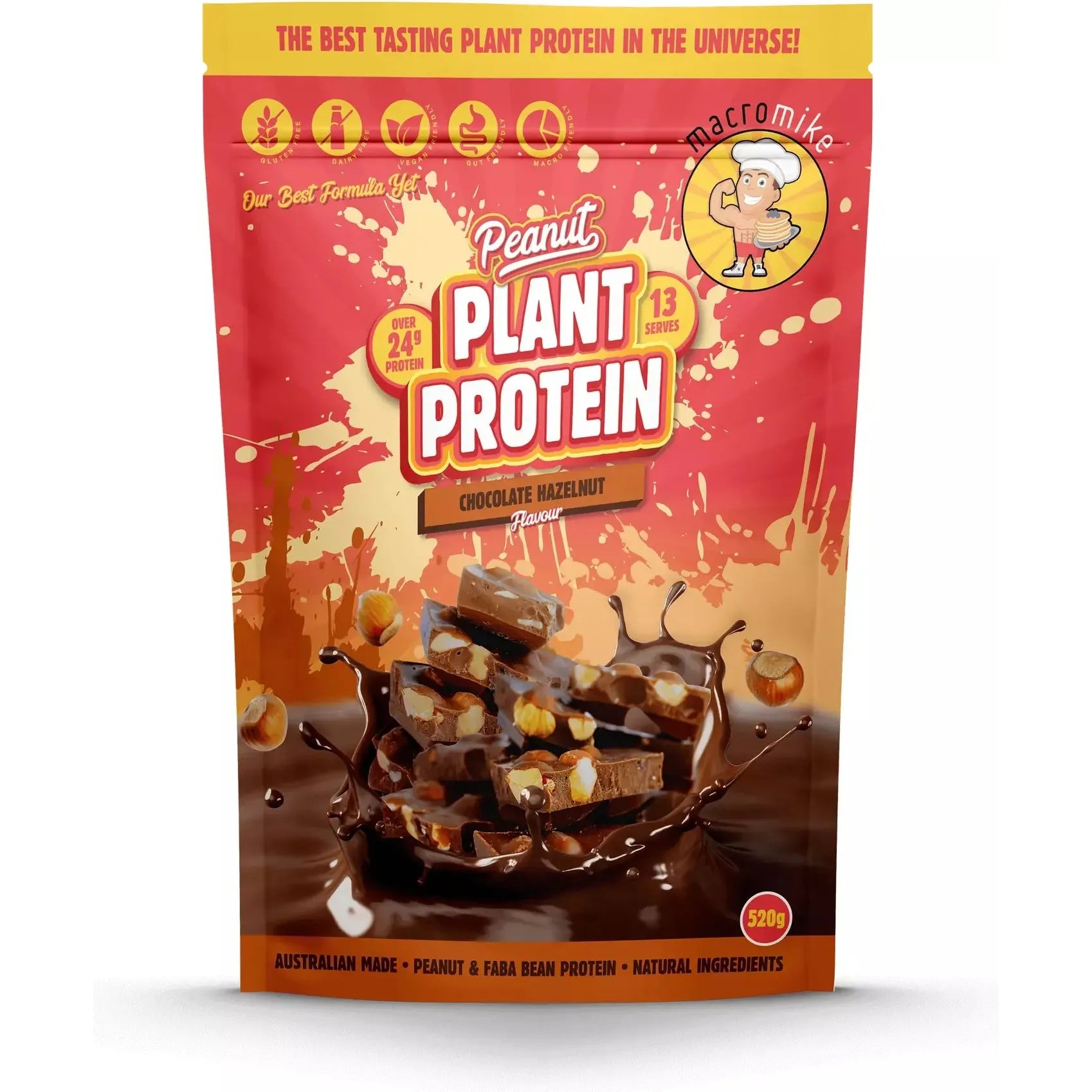 Plant Based Protein Powder // Peanut Protein Macro Mike Chocolate Hazelnut / 520g NTS Newtown Supplement Store Sydney