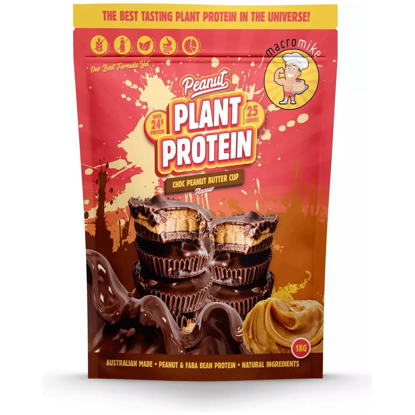 Plant Based Protein Powder // Peanut Protein Macro Mike Chocolate Peanut Butter Cup / 1kg NTS Newtown Supplement Store Sydney