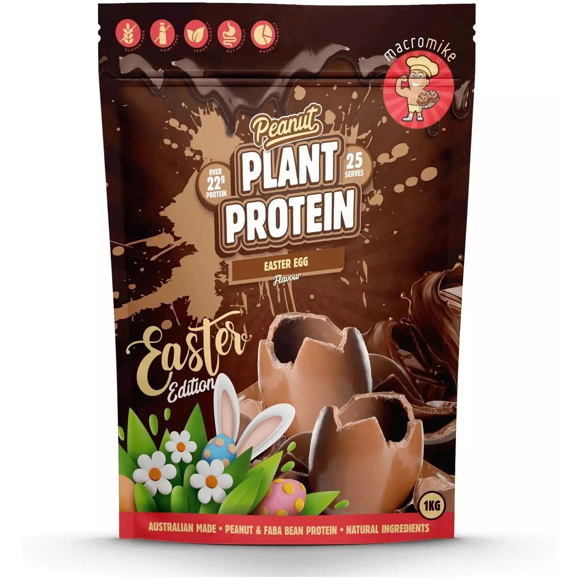 Plant Based Protein Powder // Peanut Protein Macro Mike Easter Egg / 1kg NTS Newtown Supplement Store Sydney