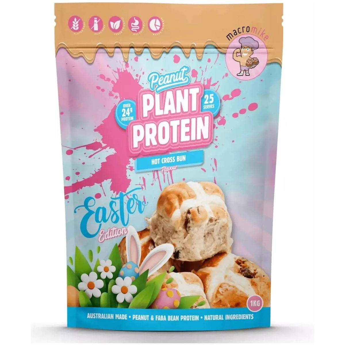 Plant Based Protein Powder // Peanut Protein Macro Mike Hot Cross Bun / 1kg NTS Newtown Supplement Store Sydney