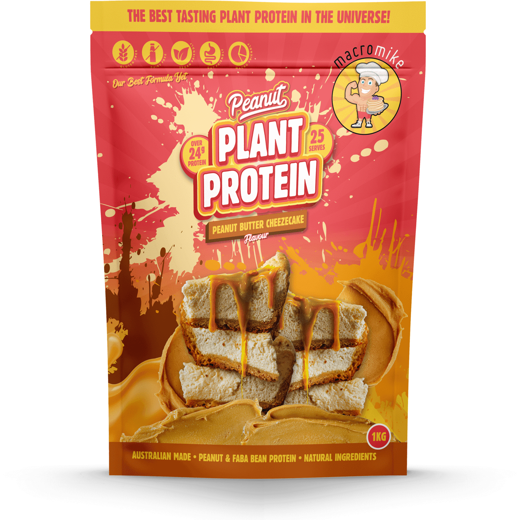 Plant Based Protein Powder // Peanut Protein Macro Mike Peanut Butter Cheesecake / 1kg NTS Newtown Supplement Store Sydney