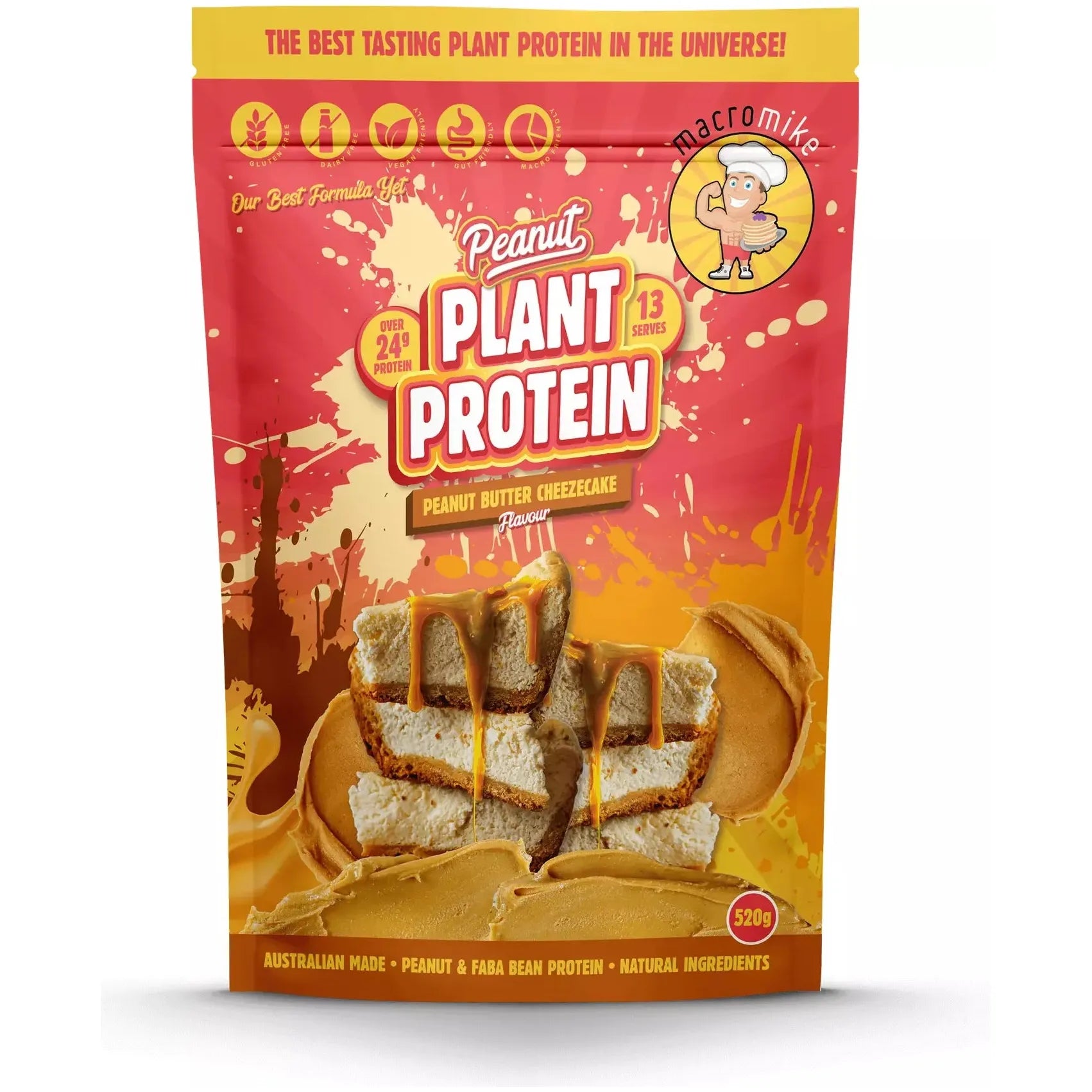 Plant Based Protein Powder // Peanut Protein Macro Mike Peanut Butter Cheesecake / 520g NTS Newtown Supplement Store Sydney