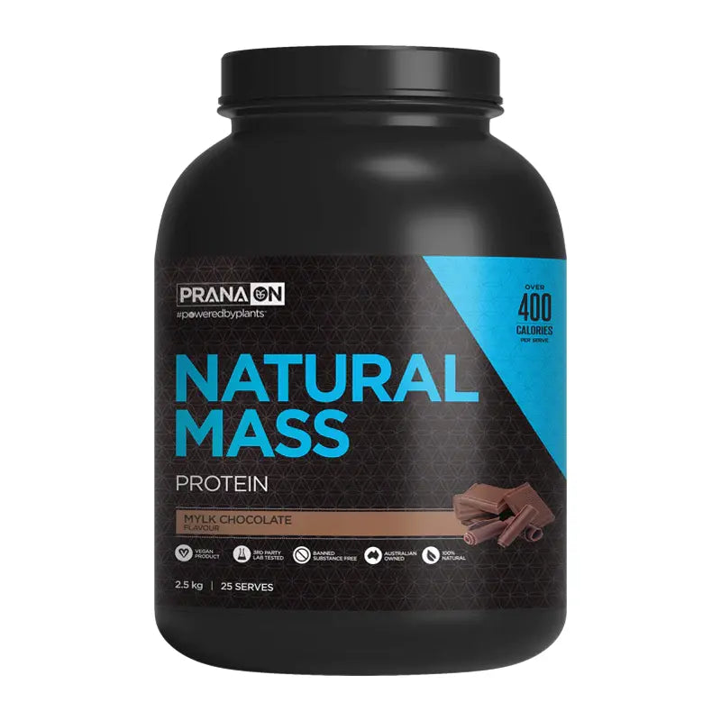 PRANA ON // Natural Mass Protein Tub Prana Mylk Chocolate / 2.5kg NTS Newtown Supplement Store Sydney