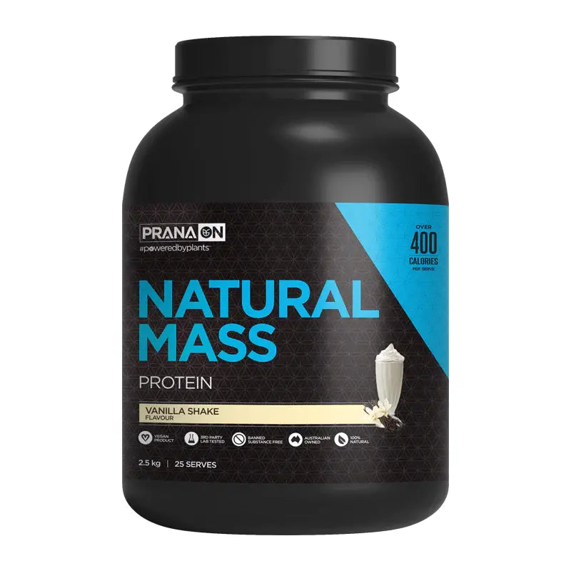 PRANA ON // Natural Mass Protein Tub Prana Vanilla Shake / 2.5kg NTS Newtown Supplement Store Sydney