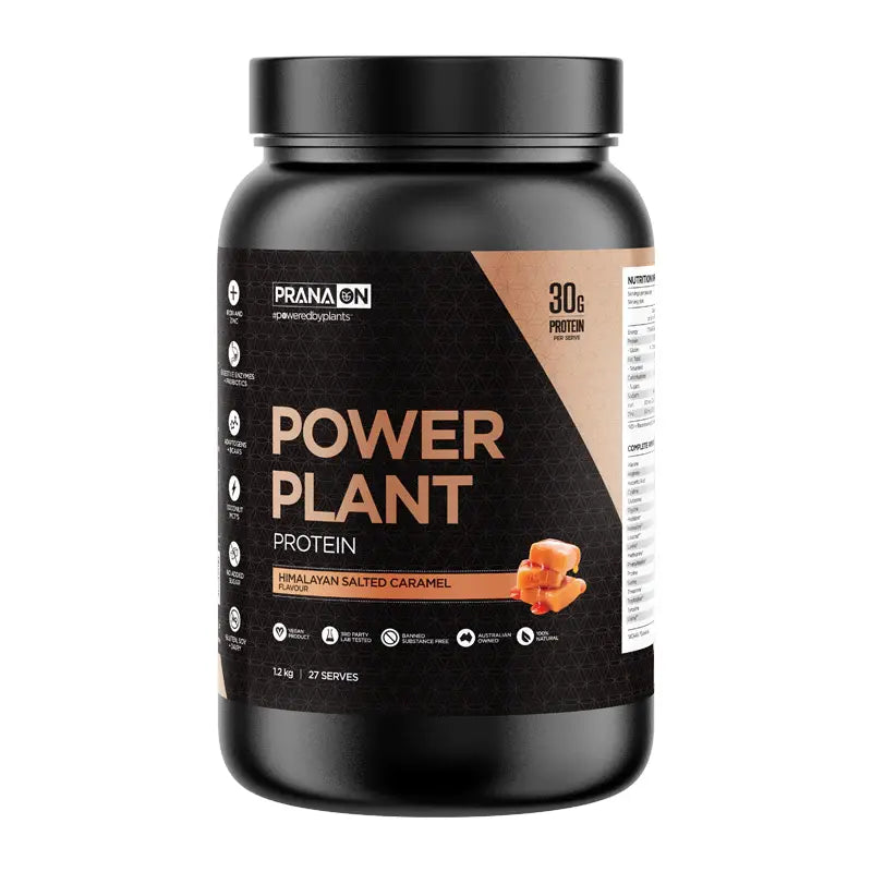 PRANA ON // Power Plant Vegan Protein Prana 1.2kg / Himalayan Salted Caramel NTS Newtown Supplement Store Sydney