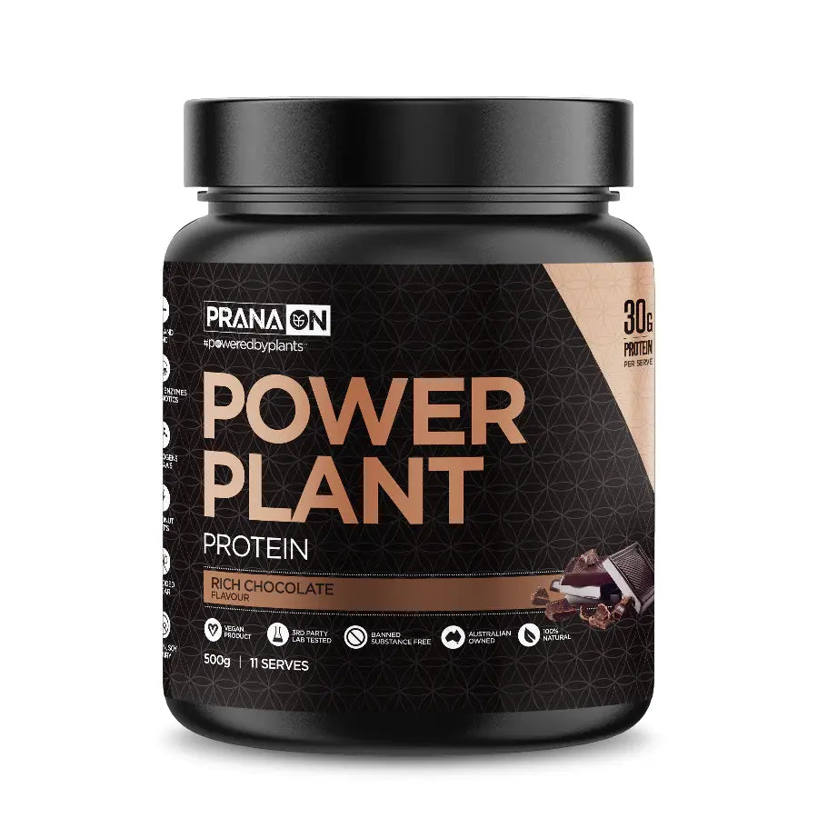 PRANA ON // Power Plant Vegan Protein Prana 500g / Rich Chocolate NTS Newtown Supplement Store Sydney