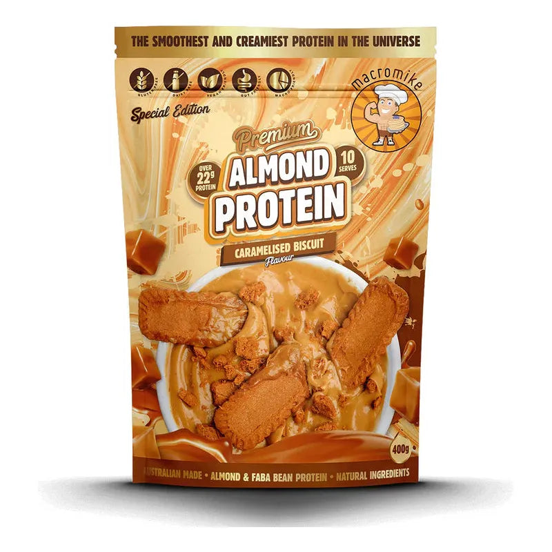 Premium Almond Protein Powder // Vegan Macro Mike Caramelised Biscuit / 400g NTS Newtown Supplement Store Sydney