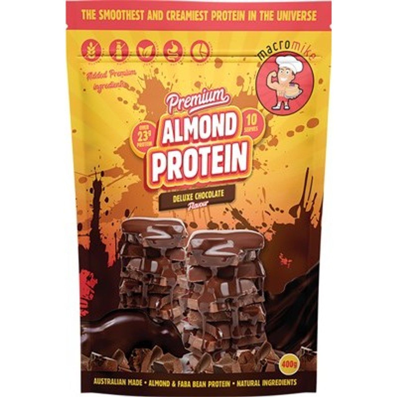 Premium Almond Protein Powder // Vegan Macro Mike Deluxe Chocolate / 400g NTS Newtown Supplement Store Sydney