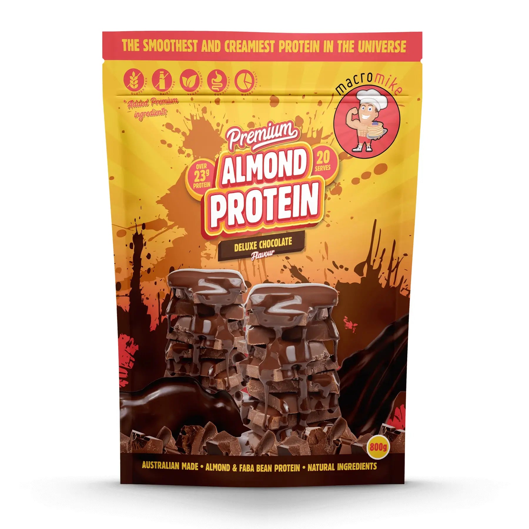 Premium Almond Protein Powder // Vegan Macro Mike Deluxe Chocolate / 800g NTS Newtown Supplement Store Sydney