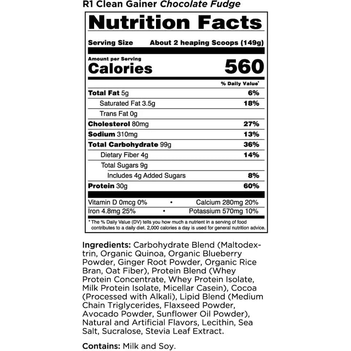 R1 Clean Gainer  // 3:1 Carbohydrate to Protein Formula Rule 1 NTS Newtown Supplement Store Sydney