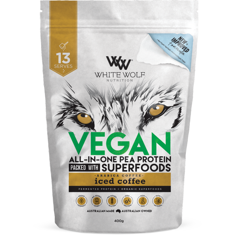 Vegan All-In-One Pea Protein White Wolf Nutrition Iced Coffee / 400g NTS Newtown Supplement Store Sydney