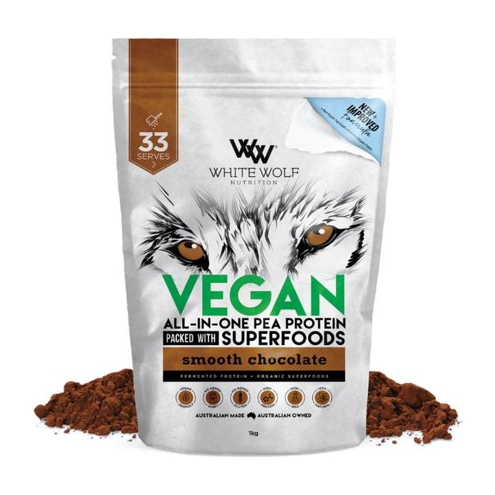 Vegan All-In-One Pea Protein White Wolf Nutrition Smooth Chocolate / 1kg NTS Newtown Supplement Store Sydney