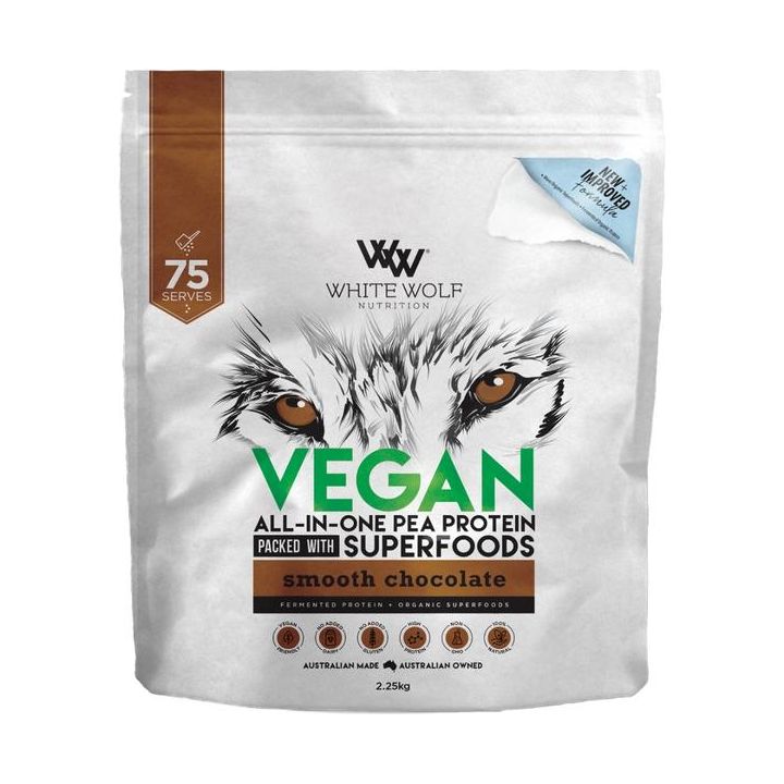 Vegan All-In-One Pea Protein White Wolf Nutrition Smooth Chocolate / 2.25kg NTS Newtown Supplement Store Sydney