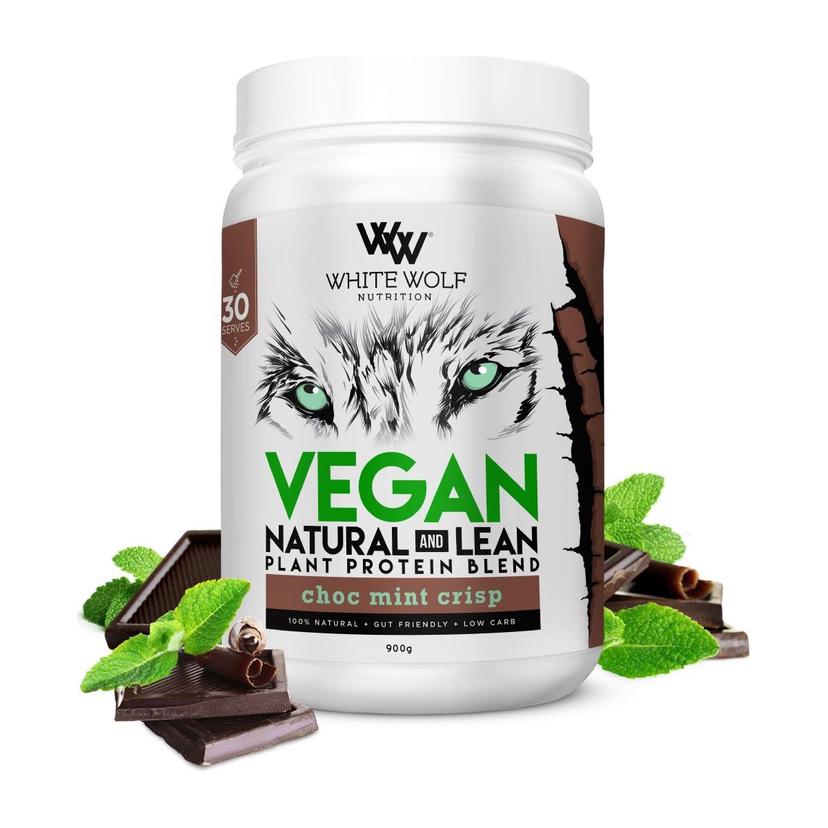 Vegan Natural Lean Protein White Wolf Nutrition Choc Mint Crisp NTS Newtown Supplement Store Sydney