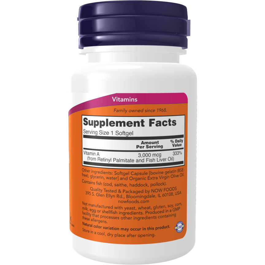 Vitamin A  10,000IU // Essential Nutrition 100 Softgels Now Foods NTS Newtown Supplement Store Sydney