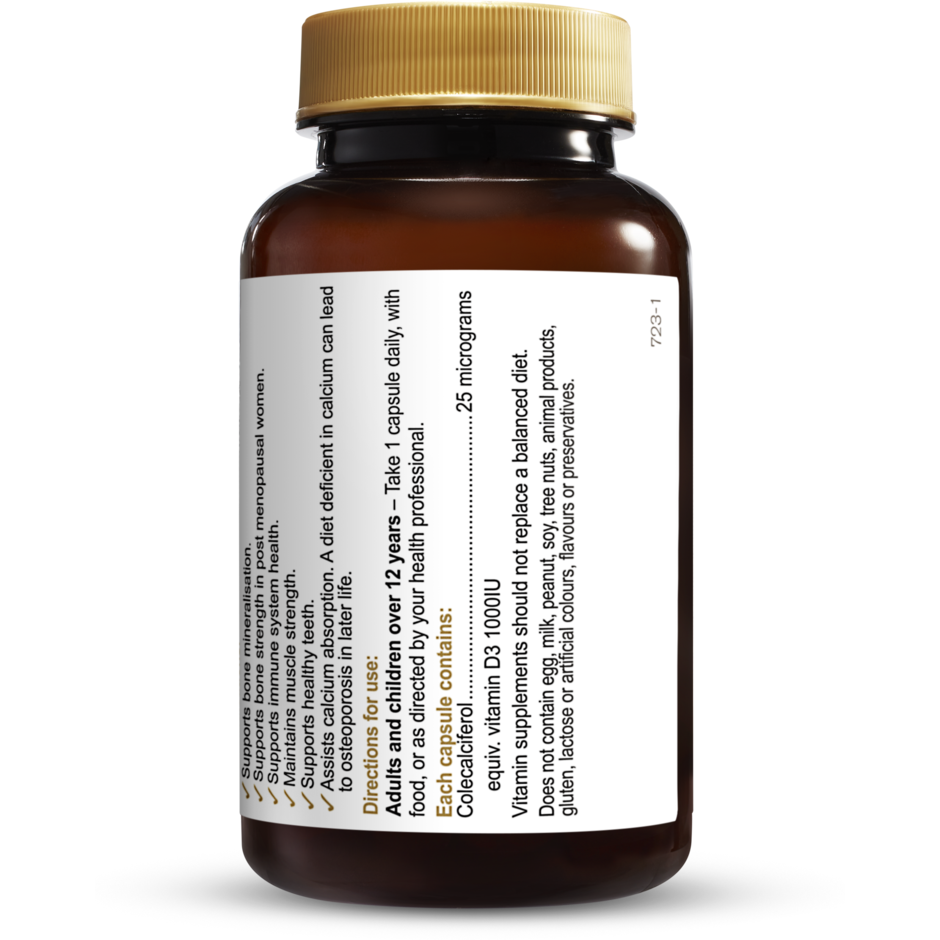 Vitamin D3 1000 // Bone Health Herbs of Gold NTS Newtown Supplement Store Sydney